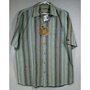 NWT U.S.Expedition Men's Button Down Shirt Light Blue Plaid Size M Teastain Wash